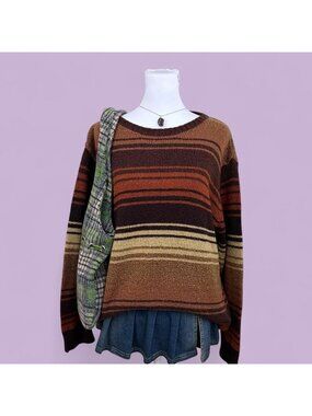 90s striped retro boho sweater